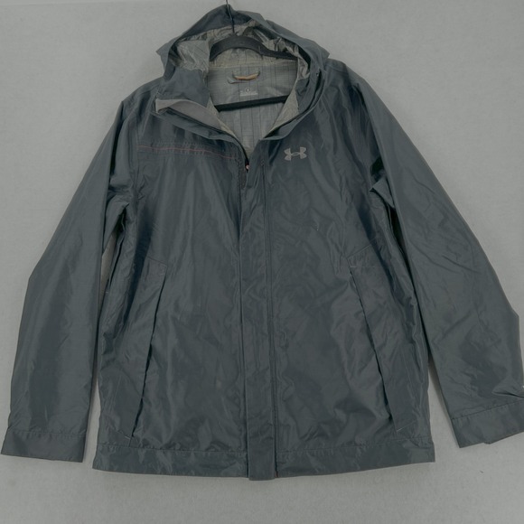 Under Armour Men's Blue Waterproof Rain Jacket Full Zip Hoodie Size Large